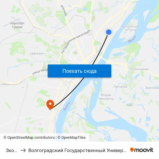 Зко (Б) to Волгоградский Государственный Университет "" Волгу"" map