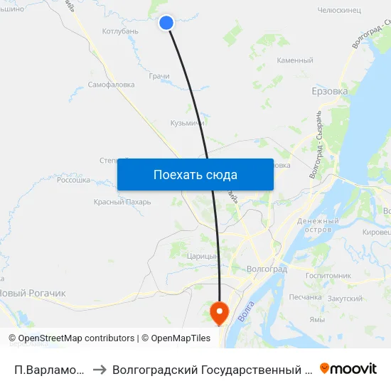 П.Варламовский (Б) to Волгоградский Государственный Университет "" Волгу"" map