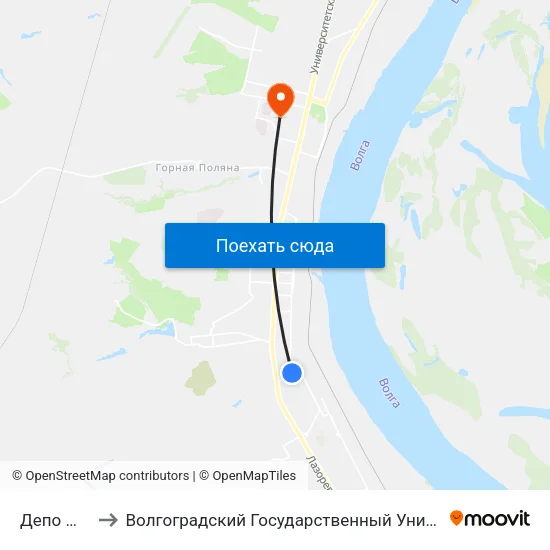 Депо №6 (Б) to Волгоградский Государственный Университет "" Волгу"" map