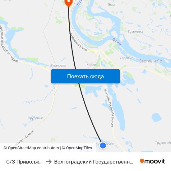 С/З Приволжский Тр. (А) to Волгоградский Государственный Университет "" Волгу"" map
