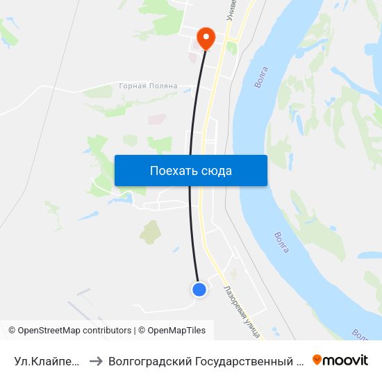 Ул.Клайпедская (А) to Волгоградский Государственный Университет "" Волгу"" map