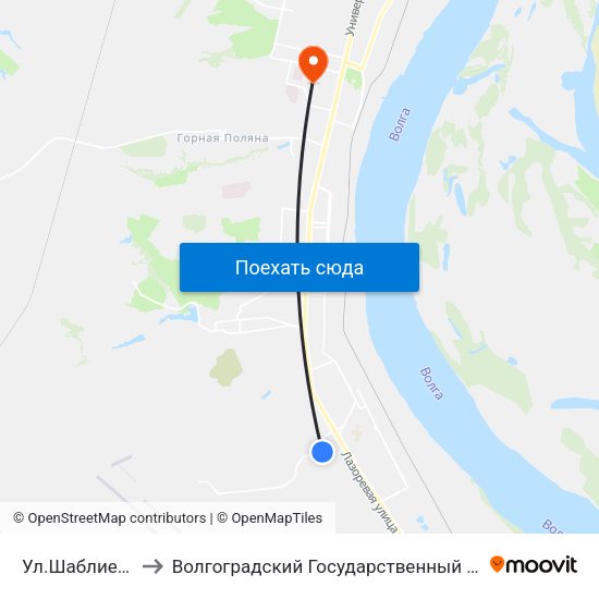 Ул.Шаблиевская (Б) to Волгоградский Государственный Университет "" Волгу"" map
