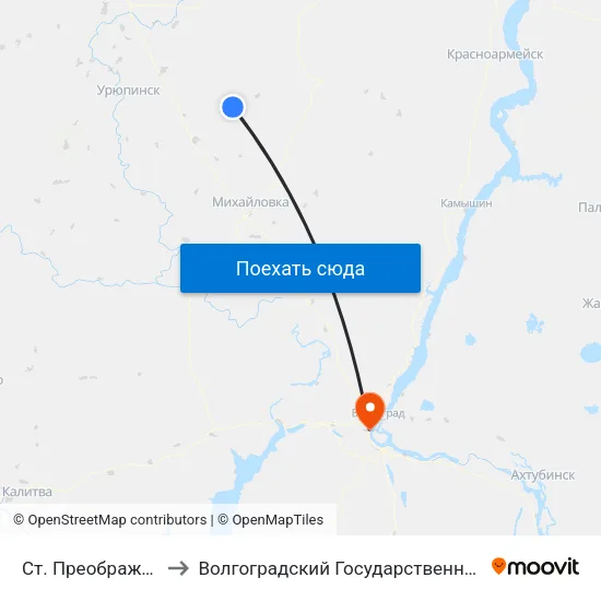 Ст. Преображенская Ас (А) to Волгоградский Государственный Университет "" Волгу"" map