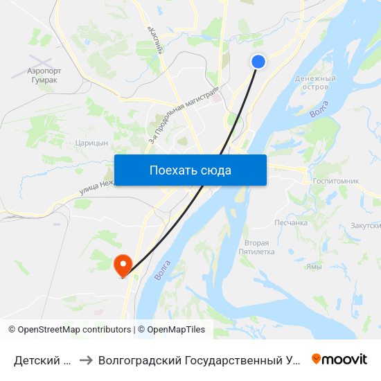 Детский Сад (А) to Волгоградский Государственный Университет "" Волгу"" map