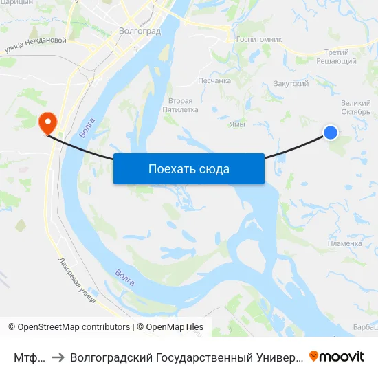 Мтф (Б) to Волгоградский Государственный Университет "" Волгу"" map