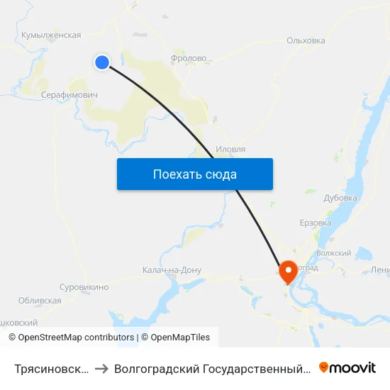 Трясиновский Тр. (Б) to Волгоградский Государственный Университет "" Волгу"" map