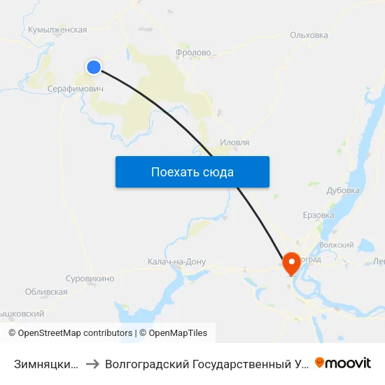 Зимняцкий Тр. (Б) to Волгоградский Государственный Университет "" Волгу"" map