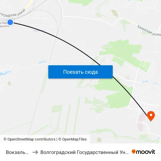 Вокзальная (Б) to Волгоградский Государственный Университет "" Волгу"" map