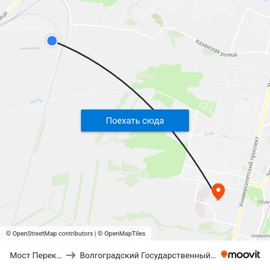 Мост Перекидной (А) to Волгоградский Государственный Университет "" Волгу"" map