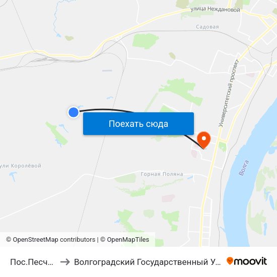 Пос.Песчанка (Б) to Волгоградский Государственный Университет "" Волгу"" map
