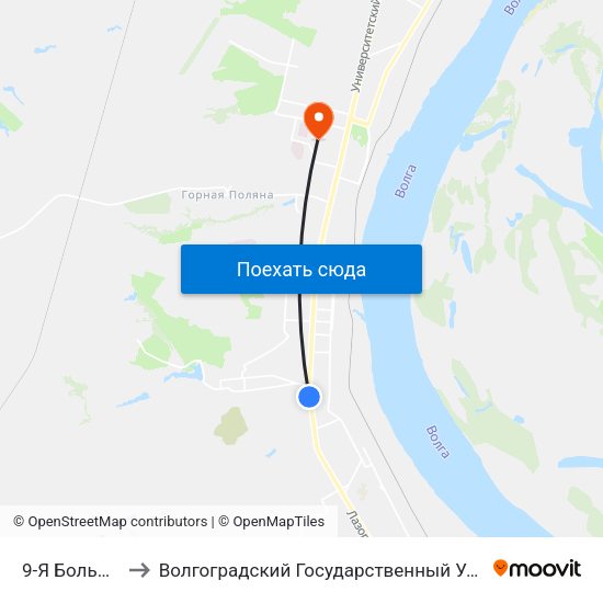 9-Я Больница (Б) to Волгоградский Государственный Университет "" Волгу"" map