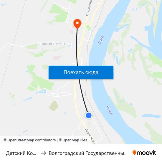 Детский Комбинат (А) to Волгоградский Государственный Университет "" Волгу"" map