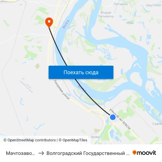 Мачтозаводская (Б) to Волгоградский Государственный Университет "" Волгу"" map