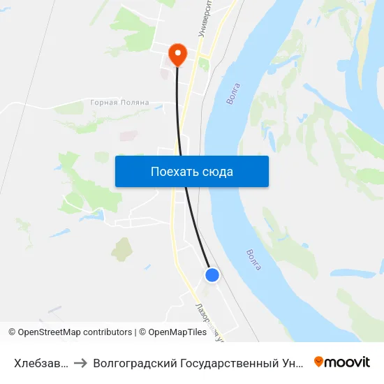 Хлебзавод (Б) to Волгоградский Государственный Университет "" Волгу"" map