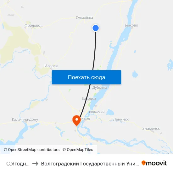 С.Ягодное (Б) to Волгоградский Государственный Университет "" Волгу"" map
