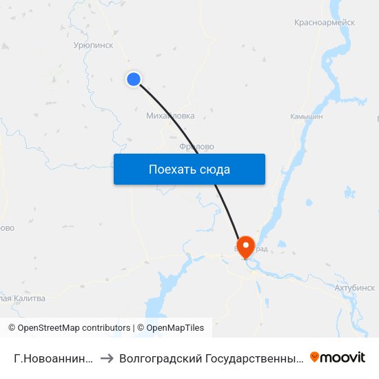 Г.Новоаннинский Тр. (Б) to Волгоградский Государственный Университет "" Волгу"" map