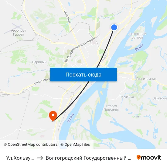 Ул.Хользунова (А) to Волгоградский Государственный Университет "" Волгу"" map