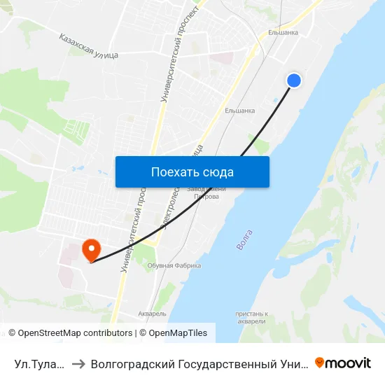 Ул.Тулака (А) to Волгоградский Государственный Университет "" Волгу"" map