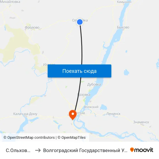 С.Ольховка Ас (Б) to Волгоградский Государственный Университет "" Волгу"" map