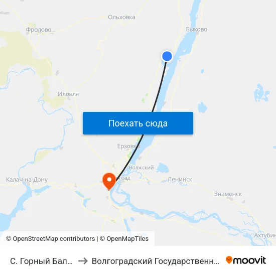 С. Горный Балыклей Тр. (А) to Волгоградский Государственный Университет "" Волгу"" map