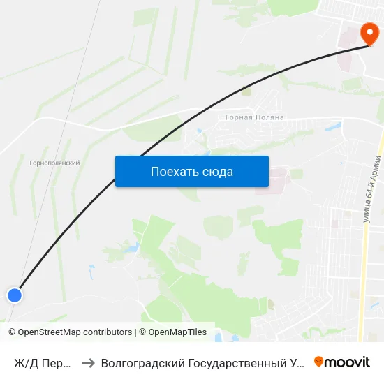Ж/Д Переезд (Б) to Волгоградский Государственный Университет "" Волгу"" map