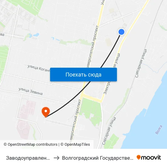 Заводоуправление Им.Петрова (Б) to Волгоградский Государственный Университет "" Волгу"" map