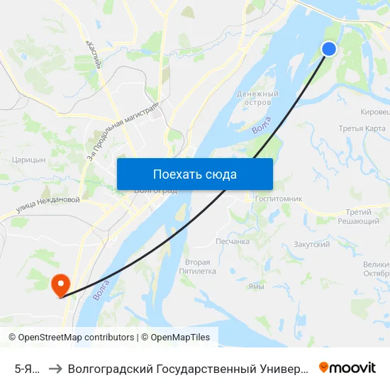 5-Я (А) to Волгоградский Государственный Университет "" Волгу"" map