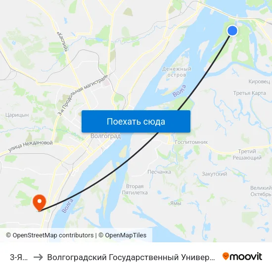 3-Я (Б) to Волгоградский Государственный Университет "" Волгу"" map