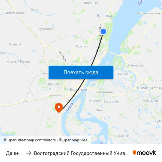Дачи-3 (Б) to Волгоградский Государственный Университет "" Волгу"" map