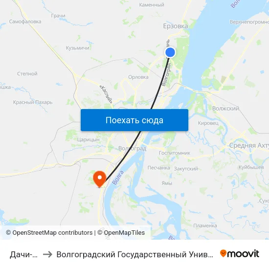 Дачи-1 (Б) to Волгоградский Государственный Университет "" Волгу"" map