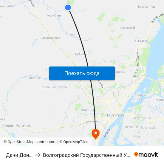 Дачи Донник (Б) to Волгоградский Государственный Университет "" Волгу"" map