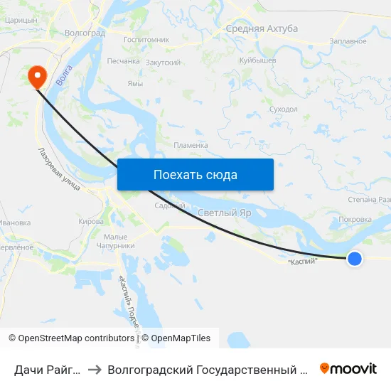 Дачи Райгород (Б) to Волгоградский Государственный Университет "" Волгу"" map