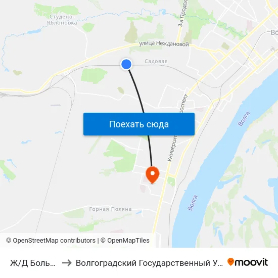 Ж/Д Больница (Б) to Волгоградский Государственный Университет "" Волгу"" map