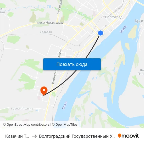 Казачий Театр (Б) to Волгоградский Государственный Университет "" Волгу"" map