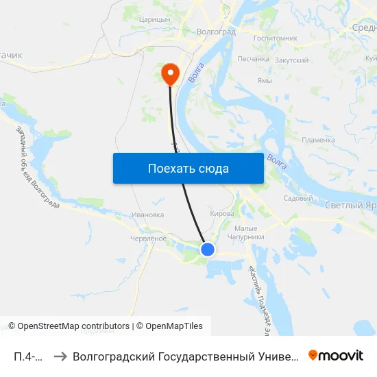 П.4-5 (А) to Волгоградский Государственный Университет "" Волгу"" map
