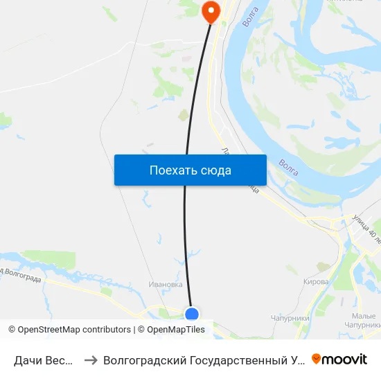 Дачи Весна Тр.(А) to Волгоградский Государственный Университет "" Волгу"" map