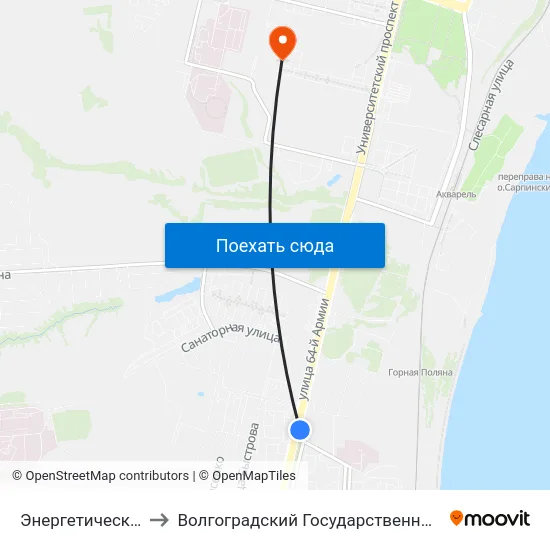 Энергетический Колледж to Волгоградский Государственный Университет "" Волгу"" map