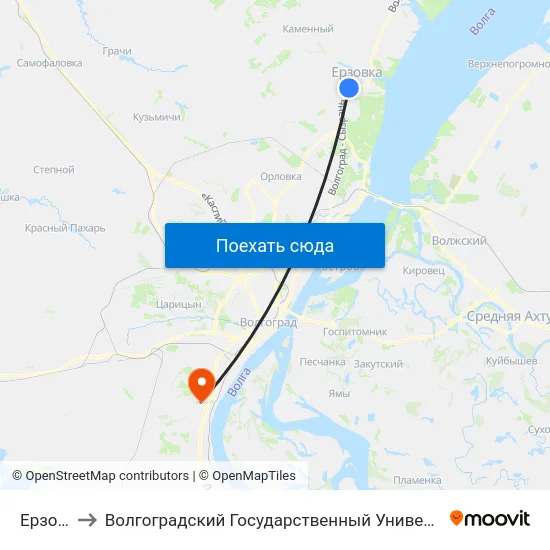 Ерзовка to Волгоградский Государственный Университет "" Волгу"" map