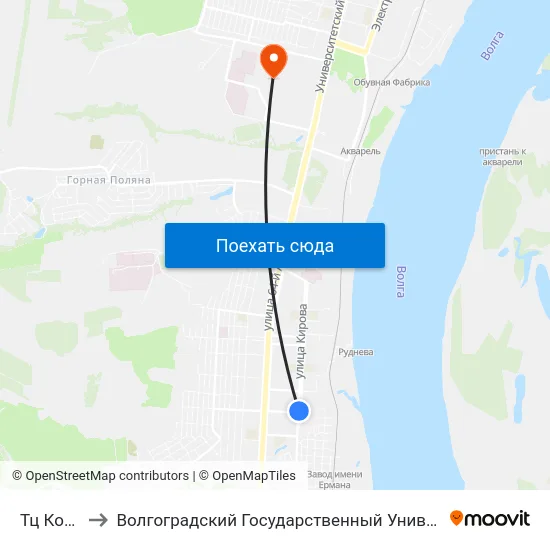 Тц Космос to Волгоградский Государственный Университет "" Волгу"" map