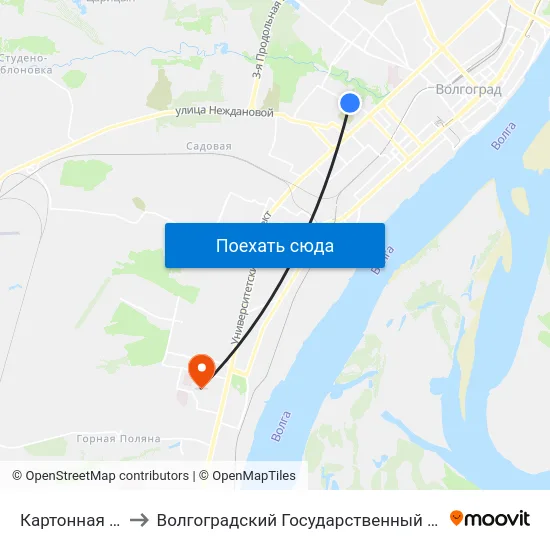 Картонная Фабрика to Волгоградский Государственный Университет "" Волгу"" map