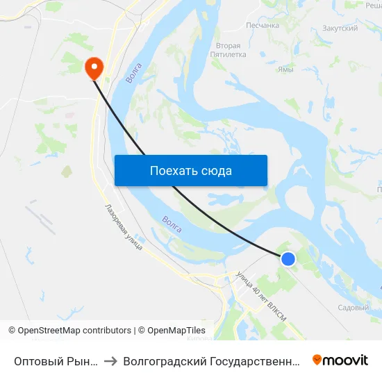 Оптовый Рынок Татьянка to Волгоградский Государственный Университет "" Волгу"" map