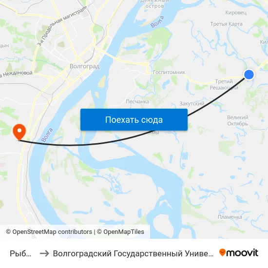 Рыбачий to Волгоградский Государственный Университет "" Волгу"" map