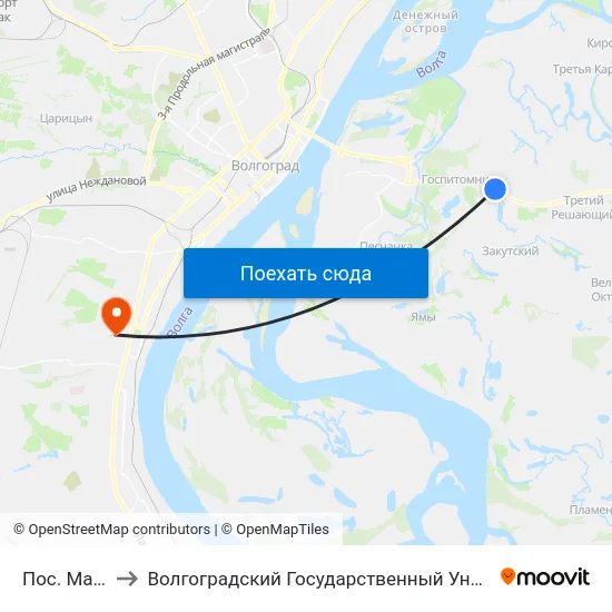 Пос. Маслово to Волгоградский Государственный Университет "" Волгу"" map