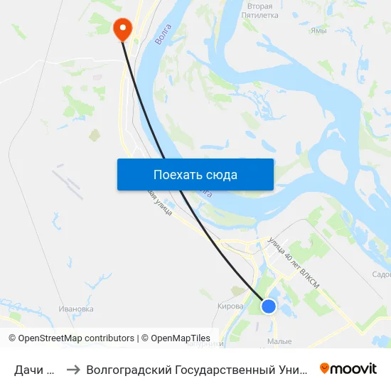 Дачи Стела to Волгоградский Государственный Университет "" Волгу"" map