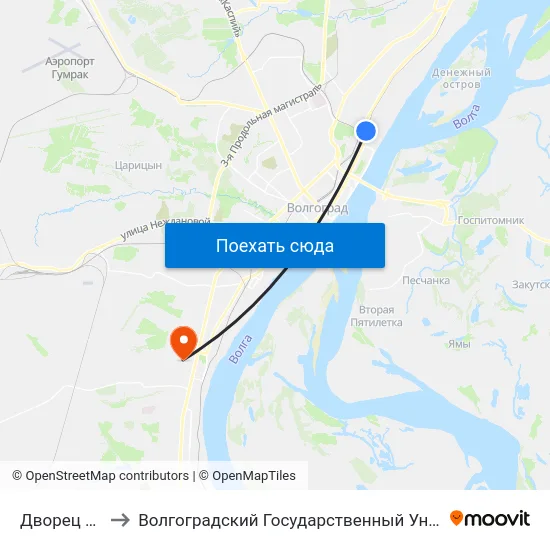 Дворец Спорта to Волгоградский Государственный Университет "" Волгу"" map