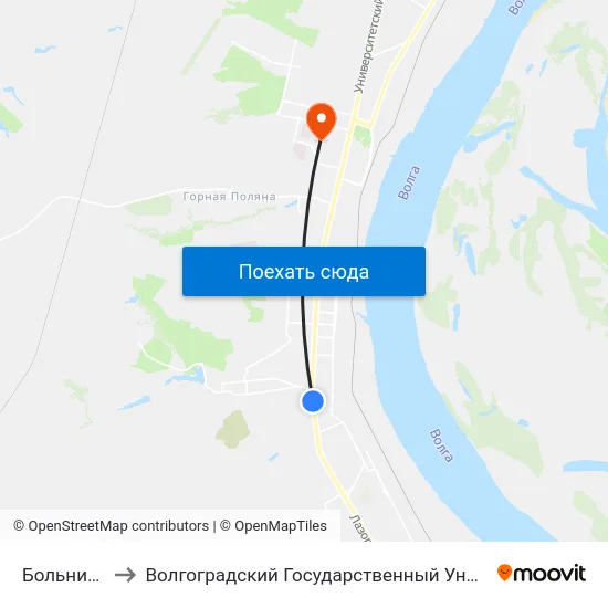 Больница №9 to Волгоградский Государственный Университет "" Волгу"" map