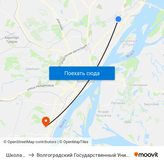 Школа №17 to Волгоградский Государственный Университет "" Волгу"" map