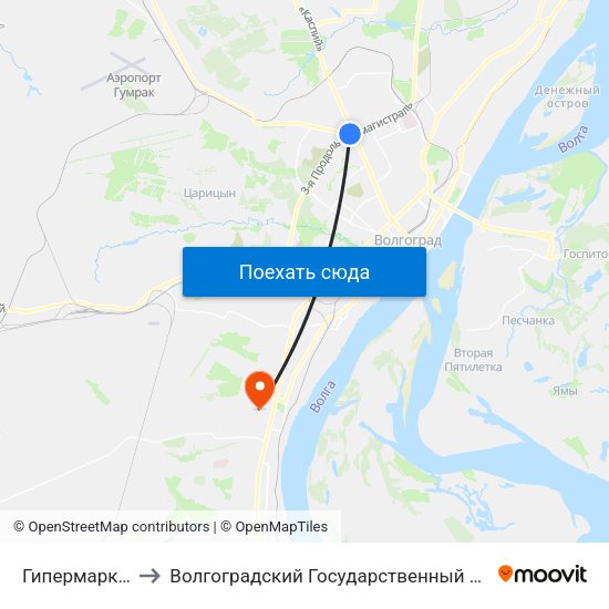 Гипермаркет Ашан to Волгоградский Государственный Университет "" Волгу"" map
