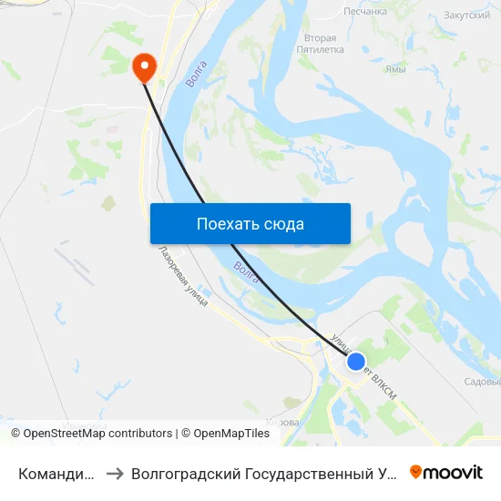 Командира Рудь to Волгоградский Государственный Университет "" Волгу"" map