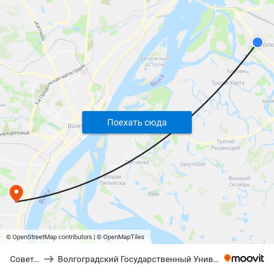 Советская to Волгоградский Государственный Университет "" Волгу"" map